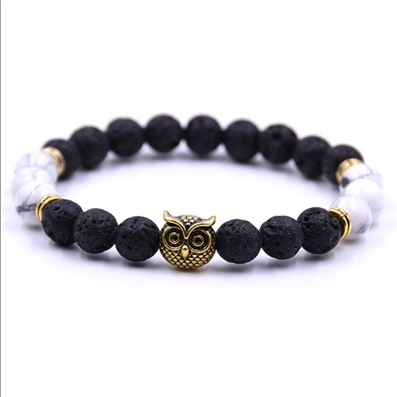 Jewelry - O W L ❥ LAVA BEADED Bracelet | Black